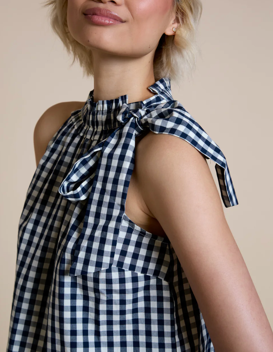 Gingham Tie Top