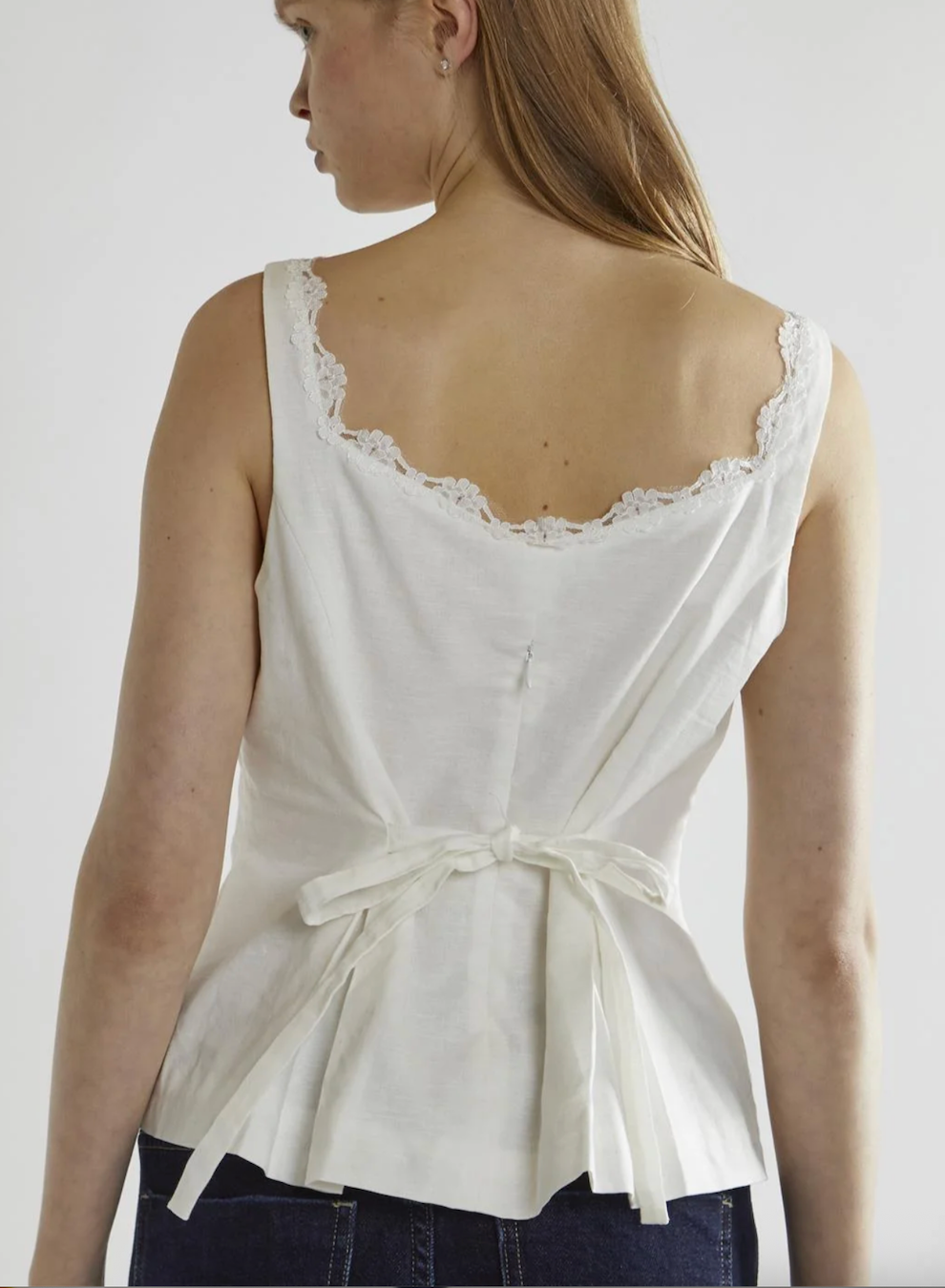 White Button Front Top