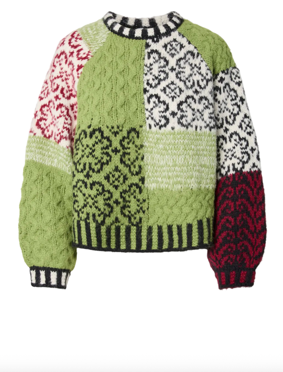 Green Patch work Jumper