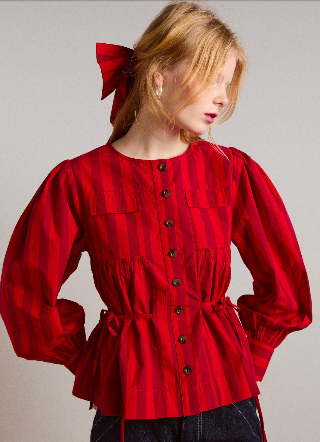 Charlize Red Stripe Blouse