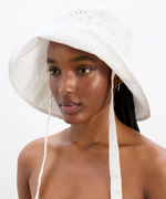 Load image into Gallery viewer, White Broderie Sun Hat
