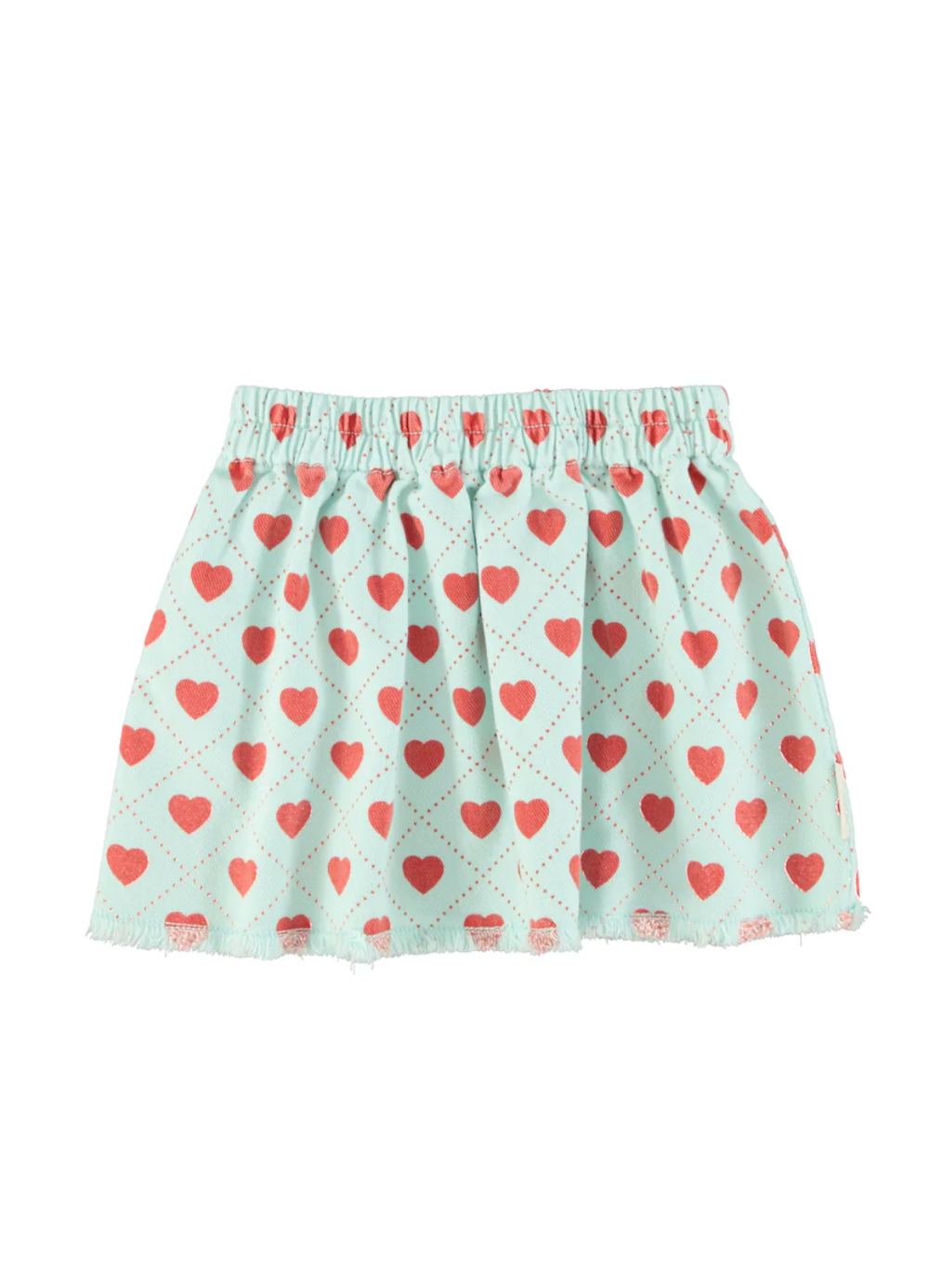 Red Hearts Blue Skirt