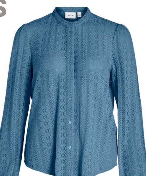 Blue Lace Button Up Shirt