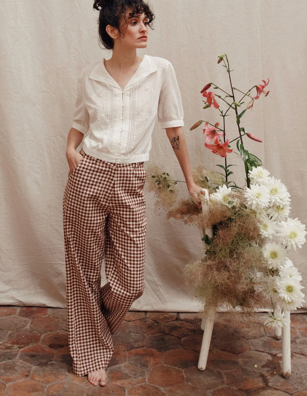 Vichy Chocolate Gingham Trousers