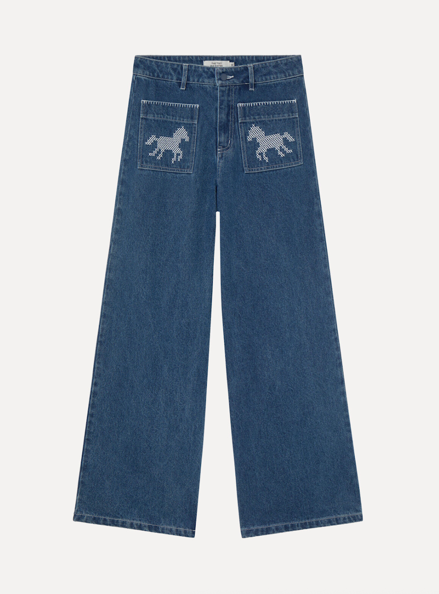 Embroidered Horses Jeans
