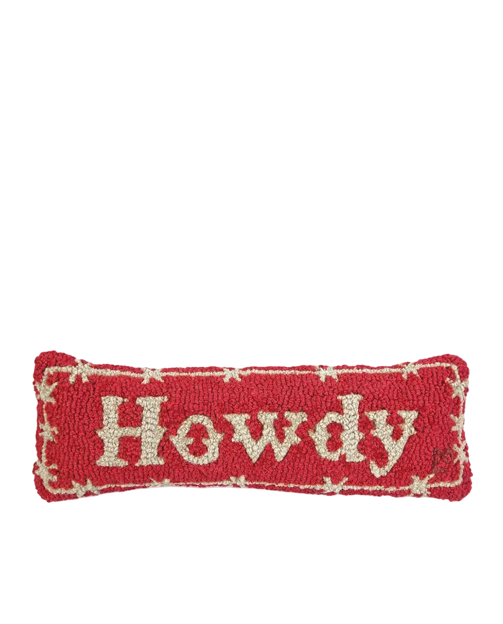 Howdy Hand Hooked Wool Pillow