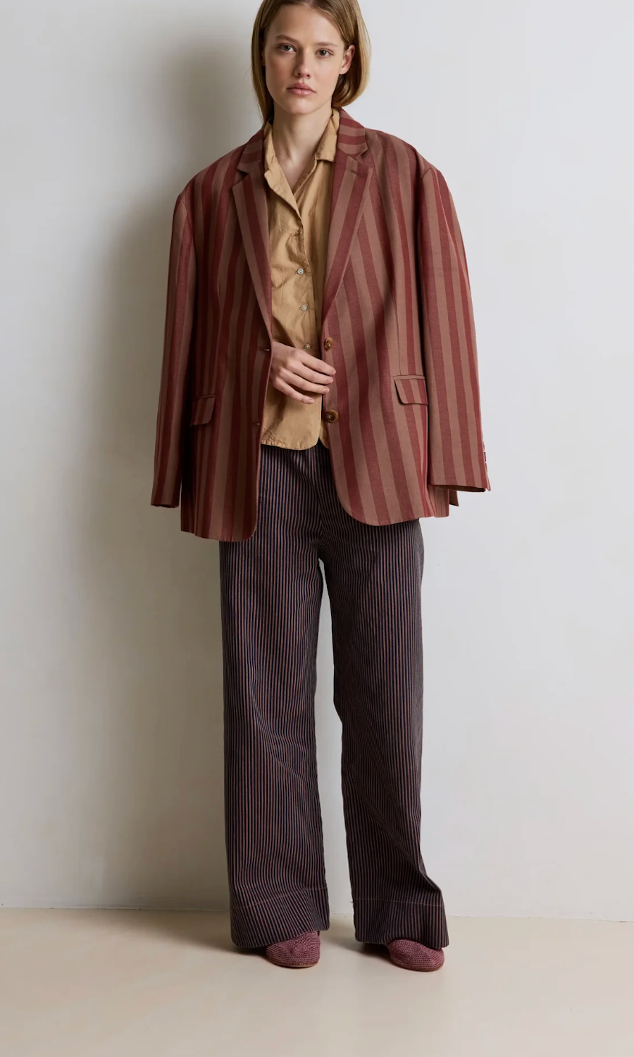 Jim Stripe Cotton Trousers