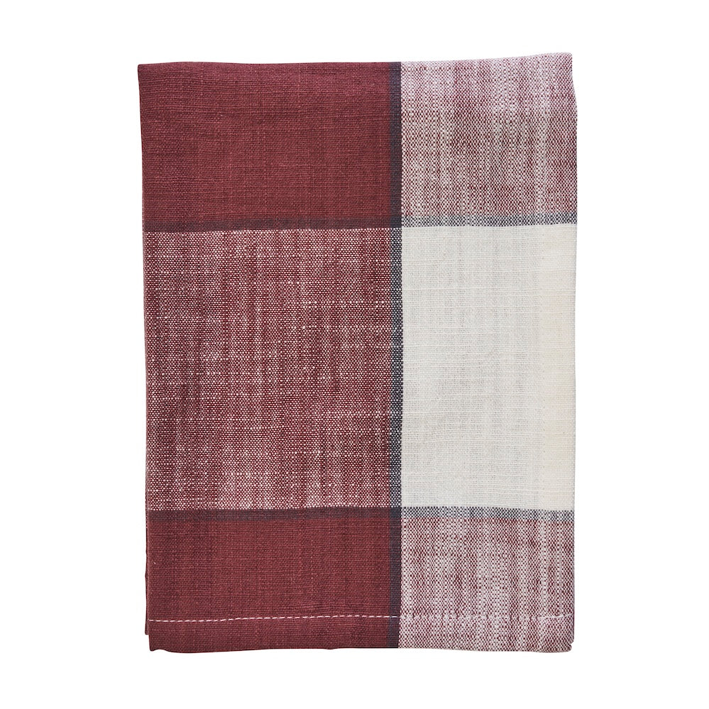 Burgundy Check Tea Towel