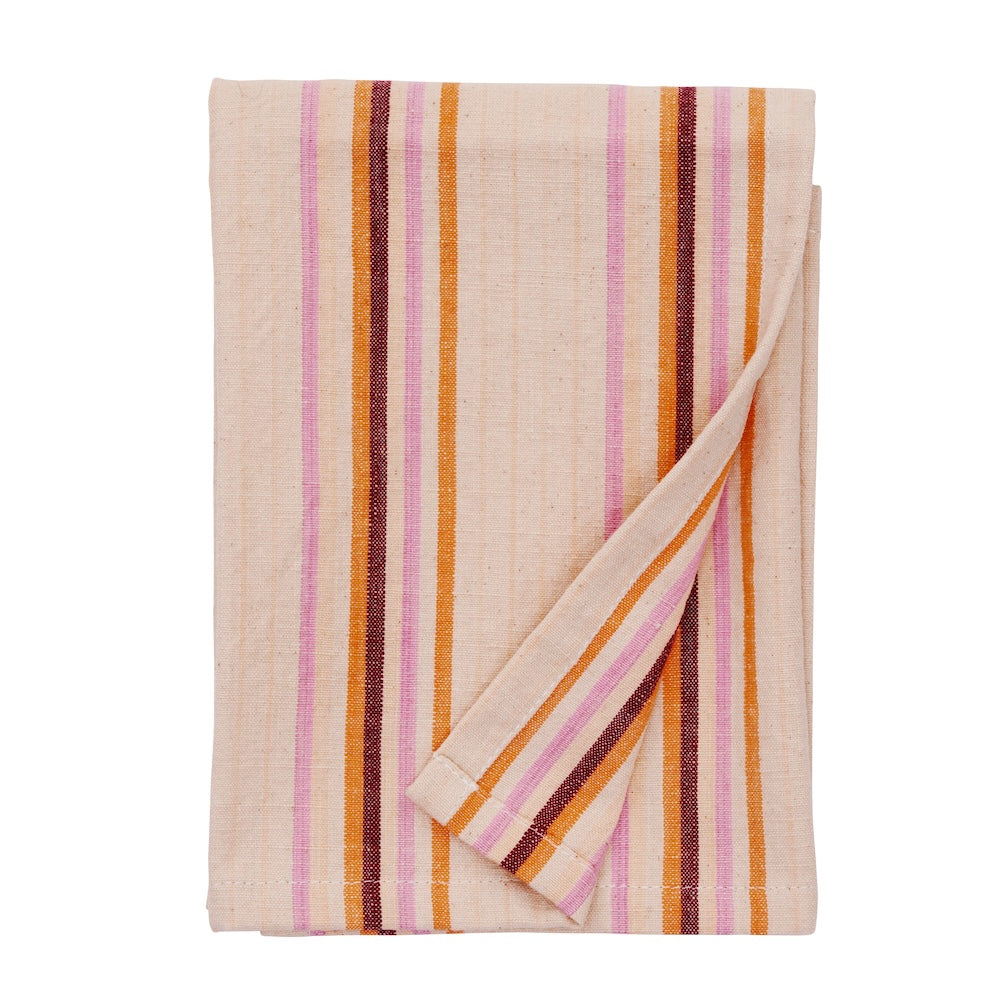 Pink/Mustard Stripe  Tea Towel
