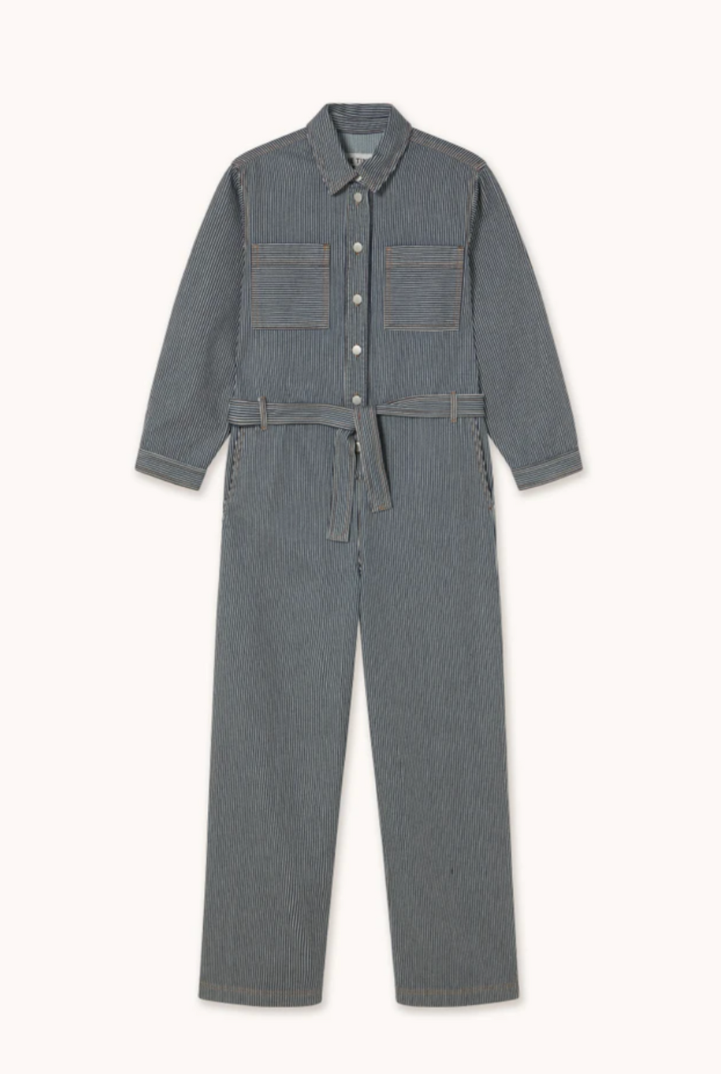 Striped Denim Jumpsuit