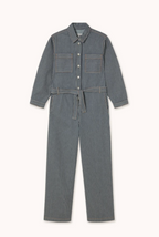 Striped Denim Jumpsuit