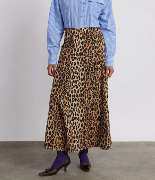 Hyan Leopard Midi Skirt