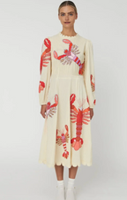 Lobster Embroidered Midi Dress
