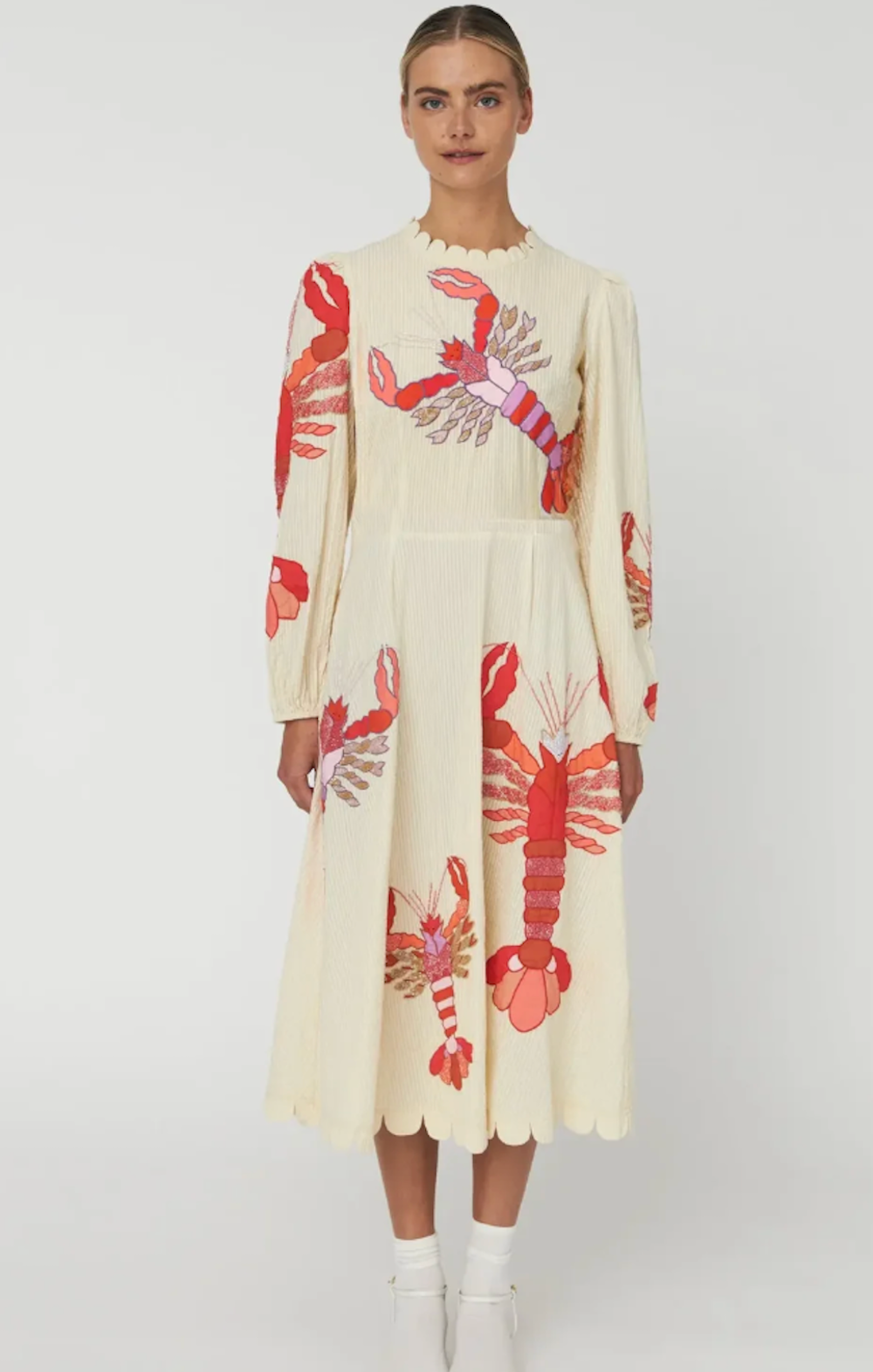 Lobster Embroidered Midi Dress