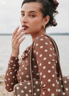 Polka  Dot Long Sleeve Mesh Top