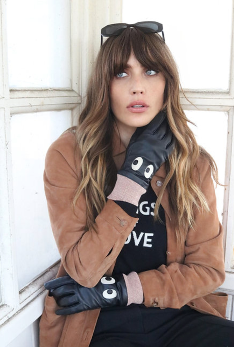 Eyes Cuff Leather Gloves