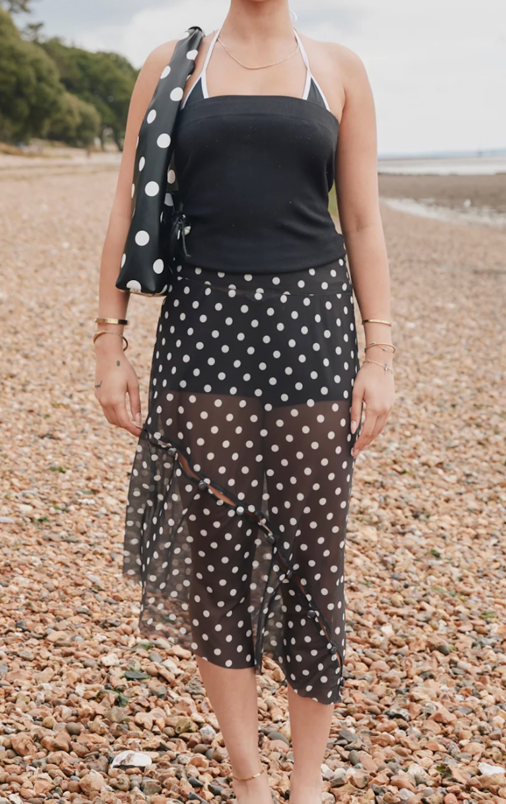 Polka Dot Mesh Skirt