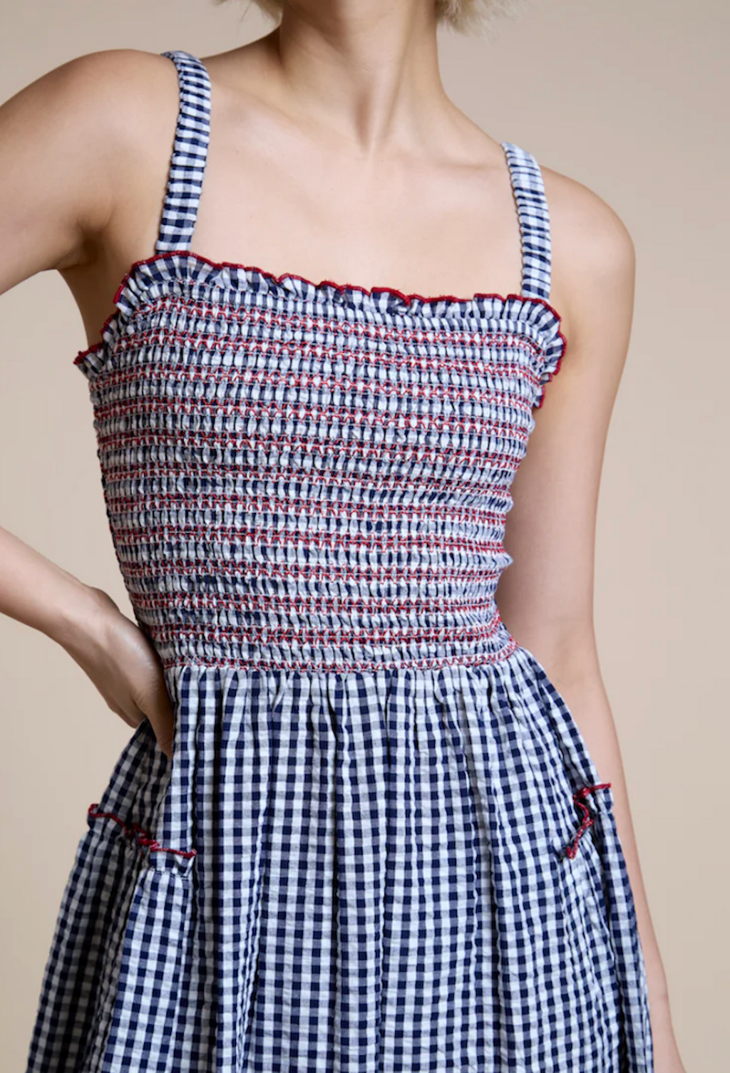 Blue Gingham Maxi Dress