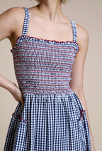 Blue Gingham Maxi Dress
