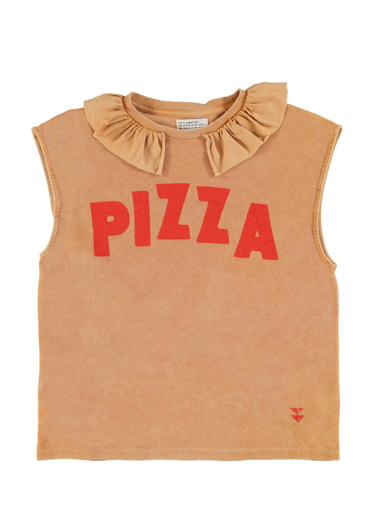 Brown Frill PIzza  Print t Shirt