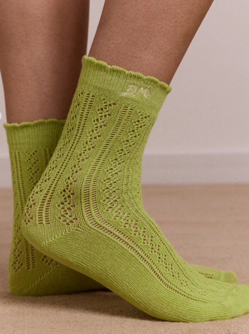 2 Pack Pointelle Sock Celery & Aqua