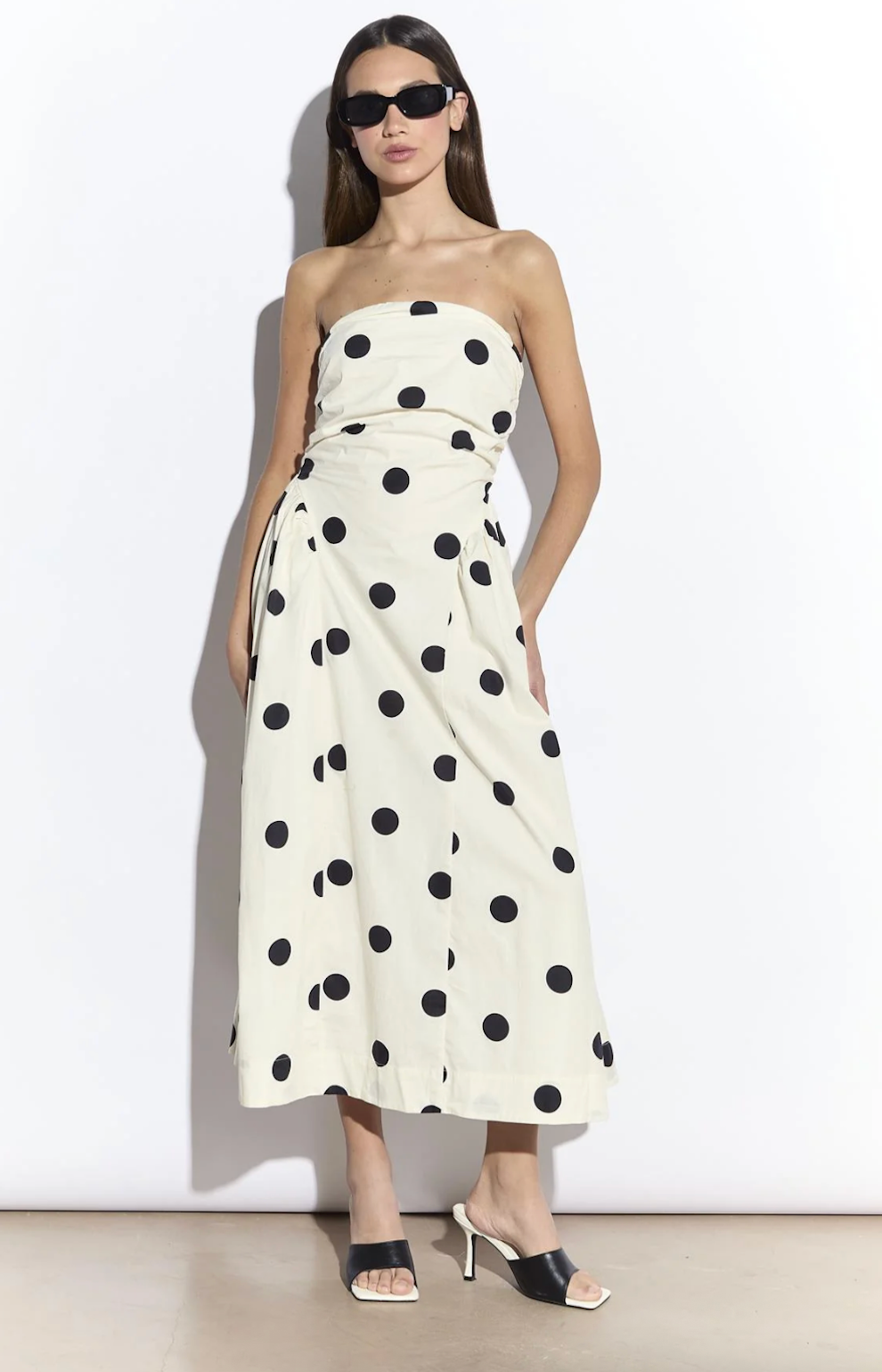 Cream Polkadot Maxi Dress