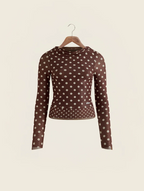 Polka  Dot Long Sleeve Mesh Top