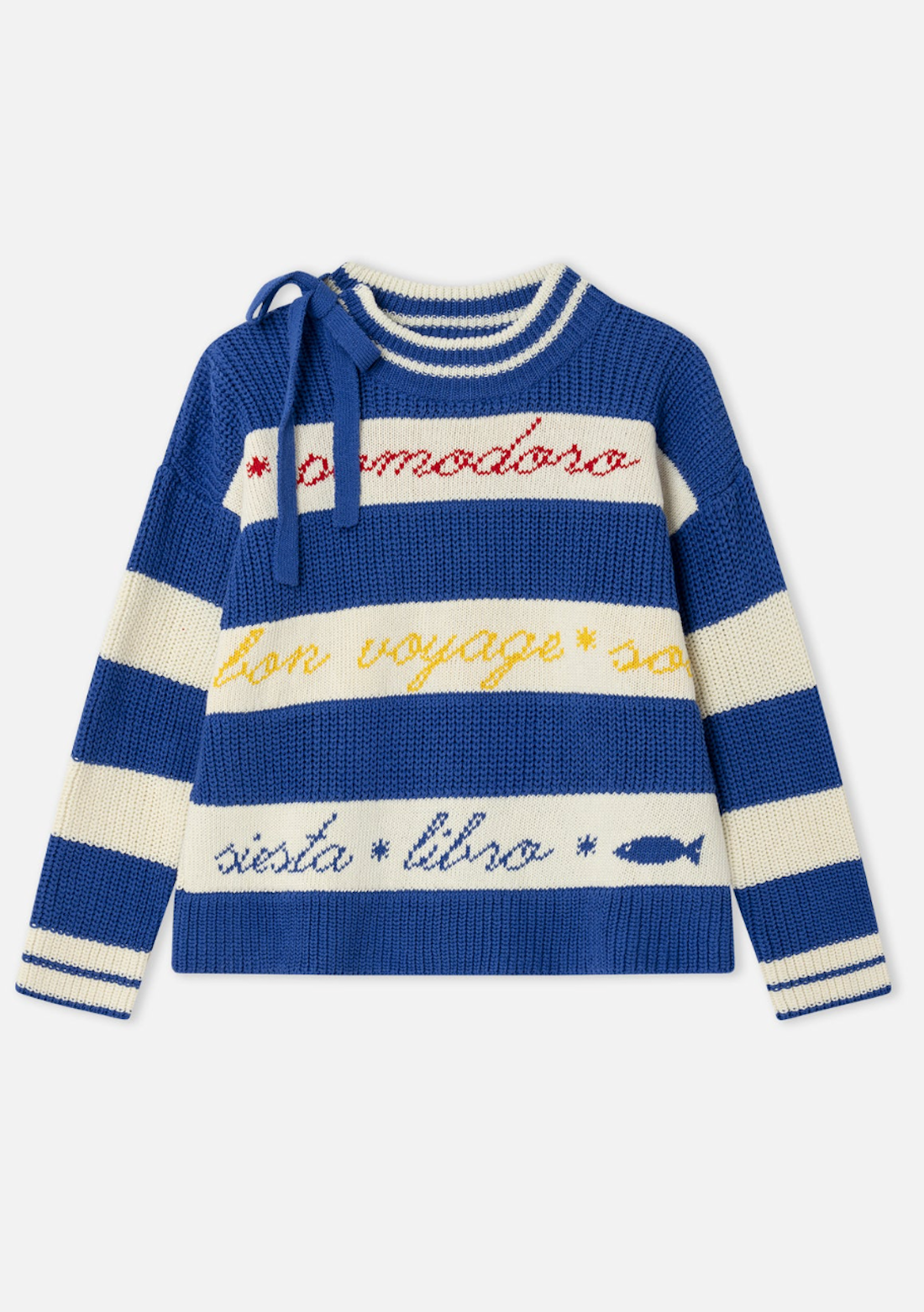 Marine Blue Striped  Sweater