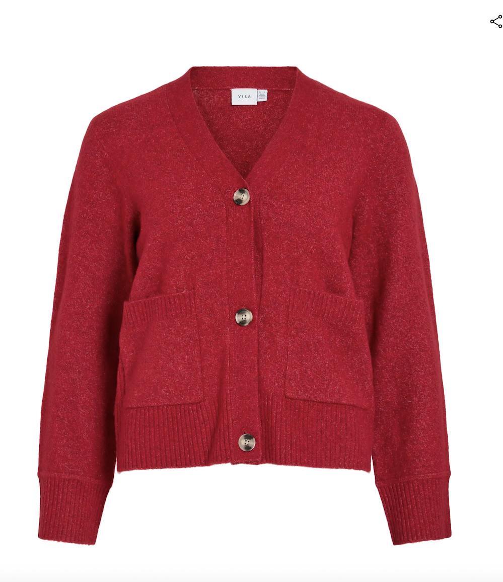 Red Button Cardigan