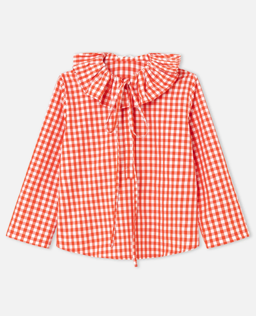 Heidi Red Gingham Frill Shirt