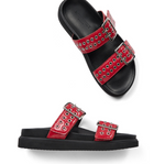 Load image into Gallery viewer, Red Patent Buckle Mule

