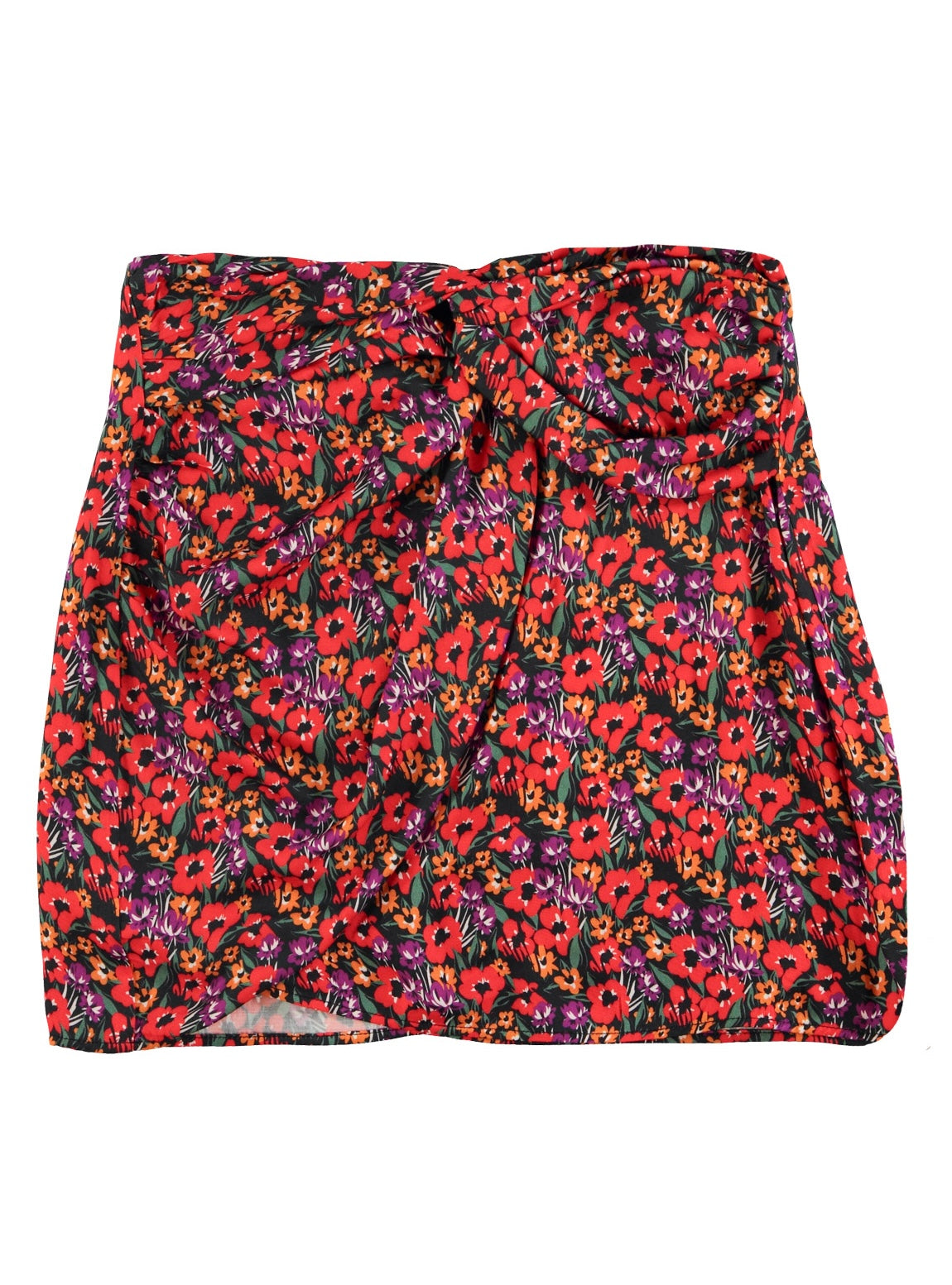 Pink Red Floral Wraparound Skirt