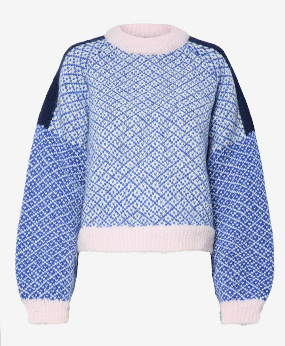 Blue Patchwork Sweater