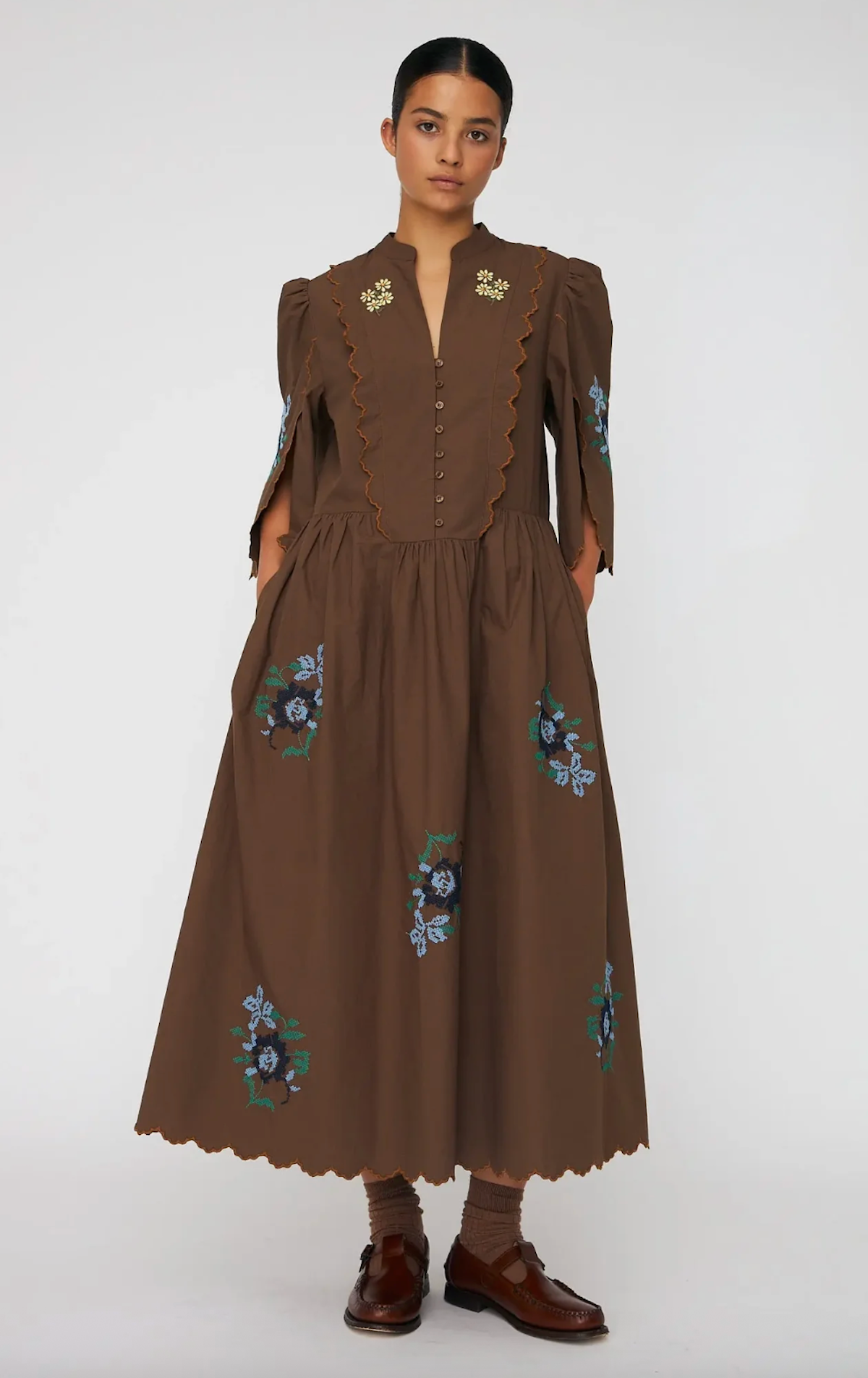 Embroidered Midi Dress