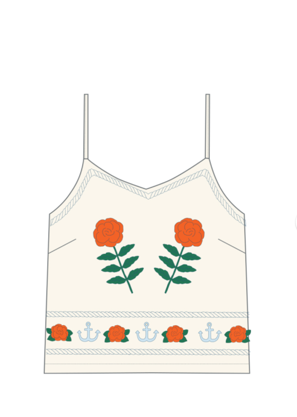 Embroidered Straps Top