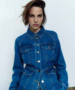 Mid Blue Denim Shirt Jacket