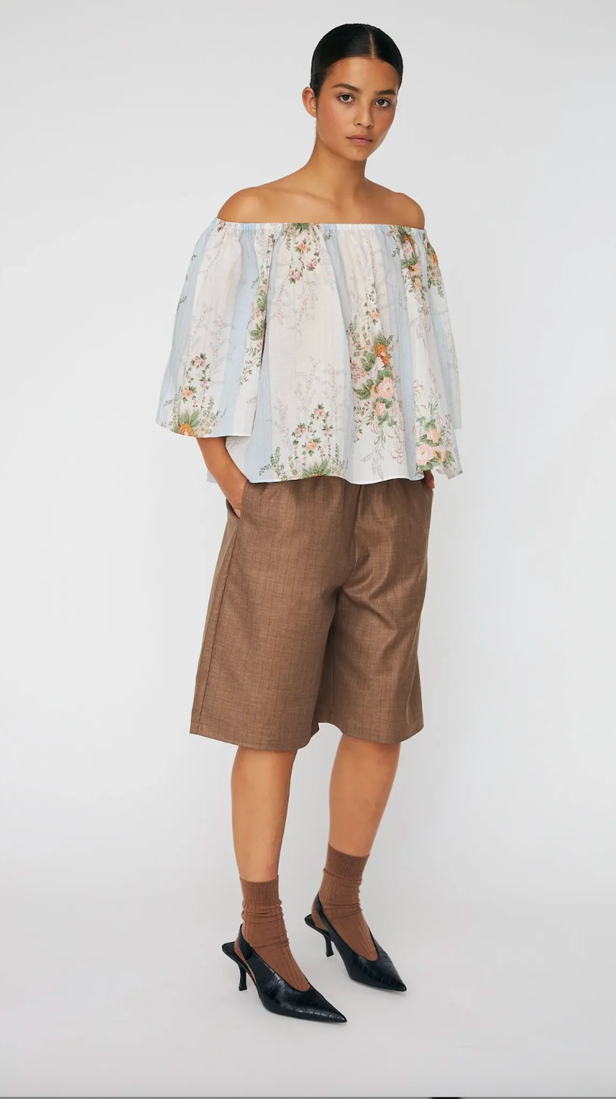 Drop Shoulder Floral Top