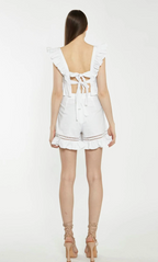 Off White Lace Trim Shorts