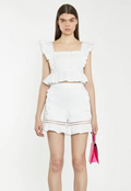 Off White Lace Trim Shorts