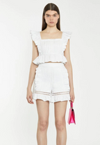 Off White Lace Trim Shorts