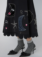 Moon & Star Embroidered Midi Dress