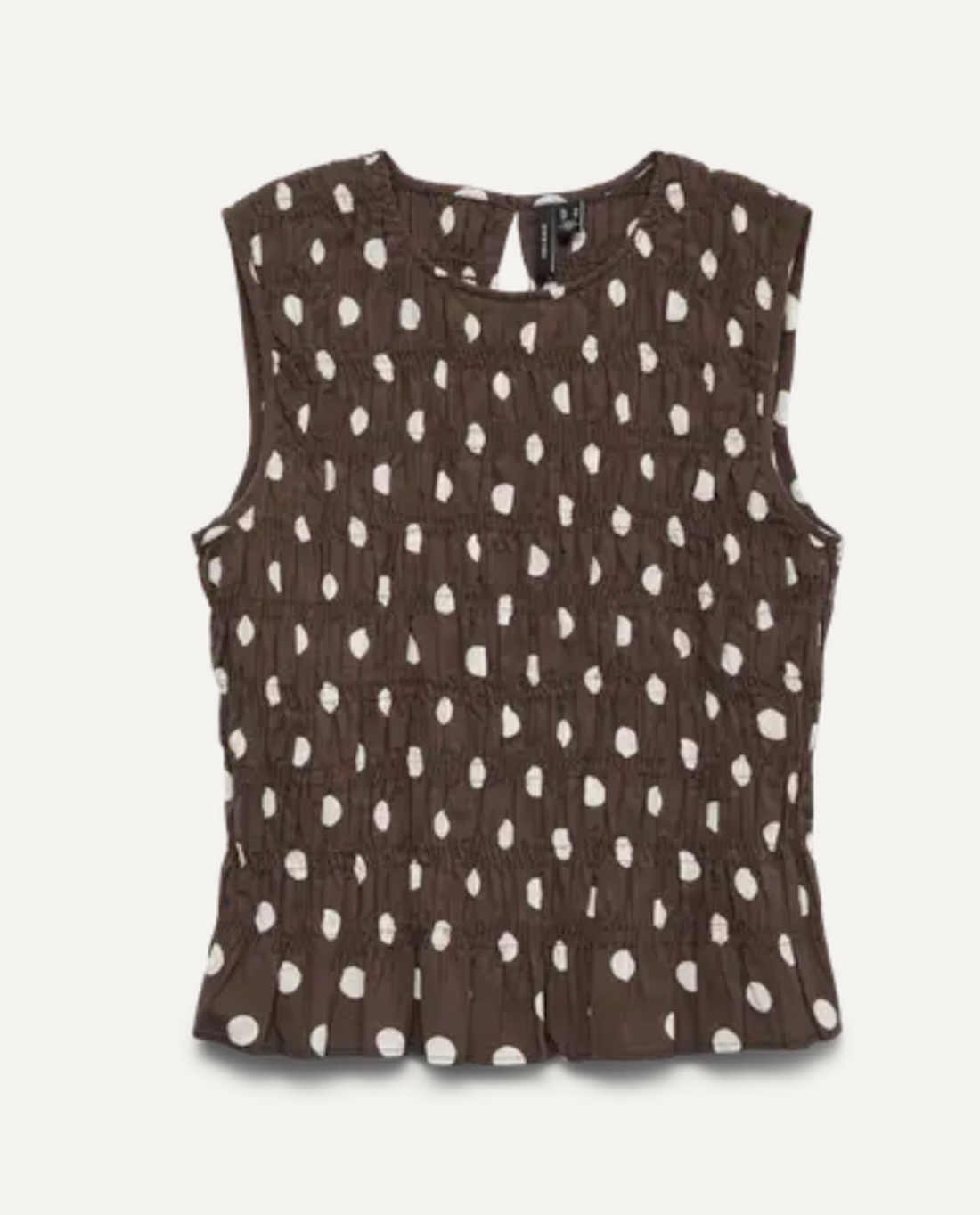 Mocha Polka Ruched Top