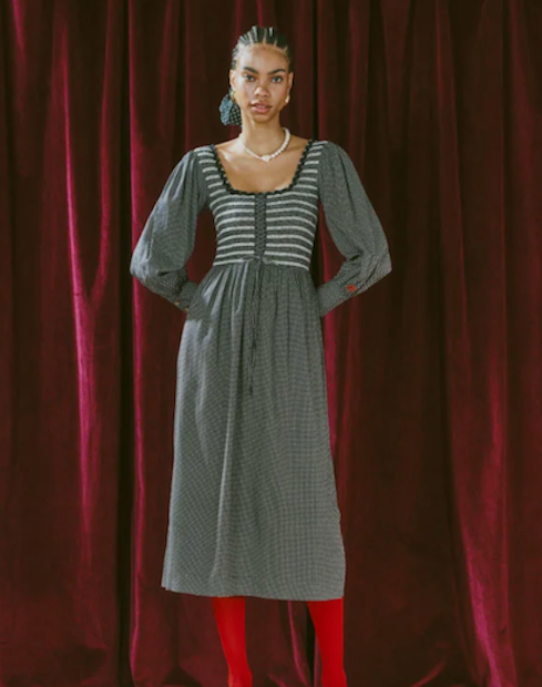 Hermione Shirred Midi Dress