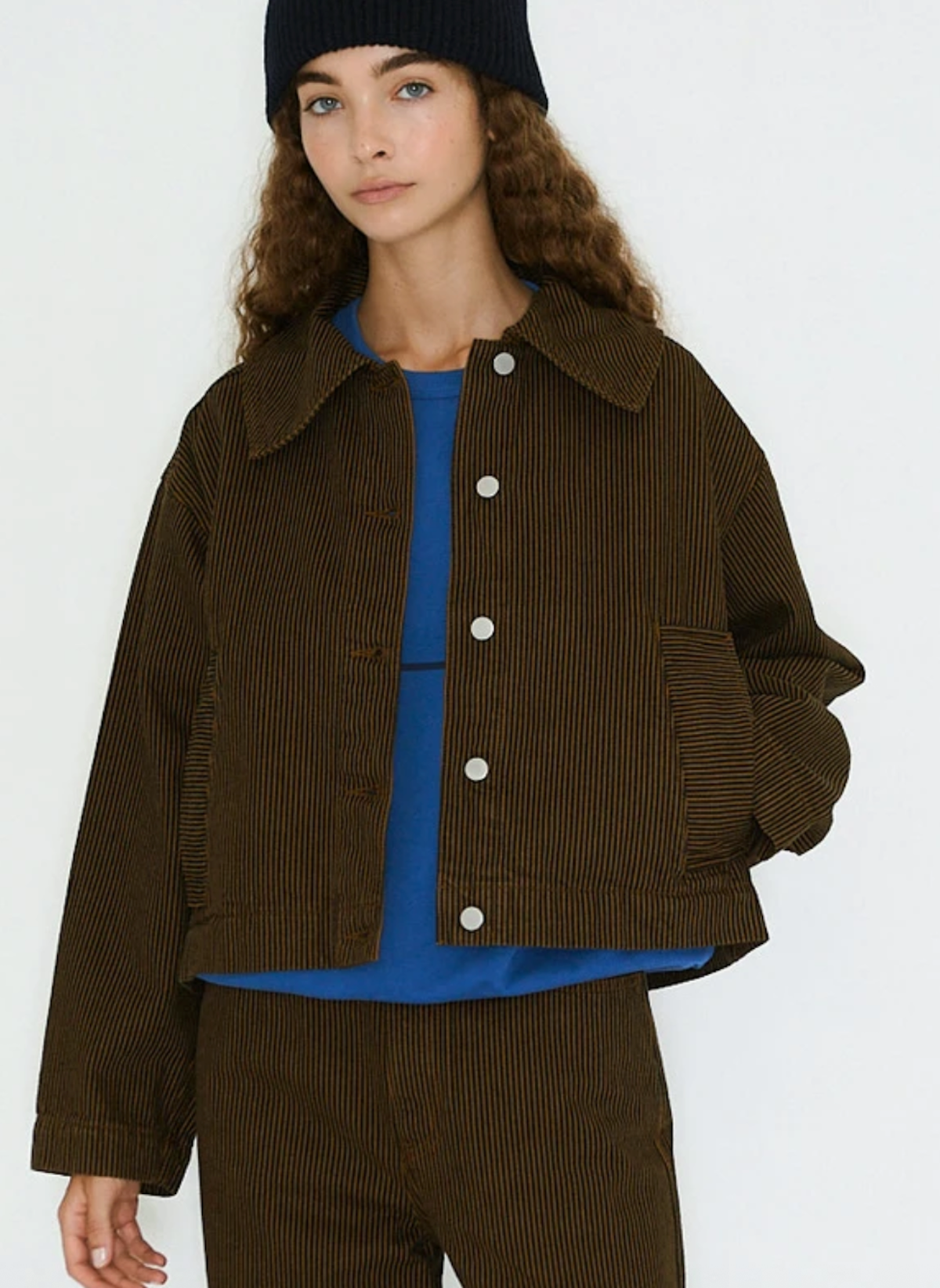 Boxy Striped Denim Jacket