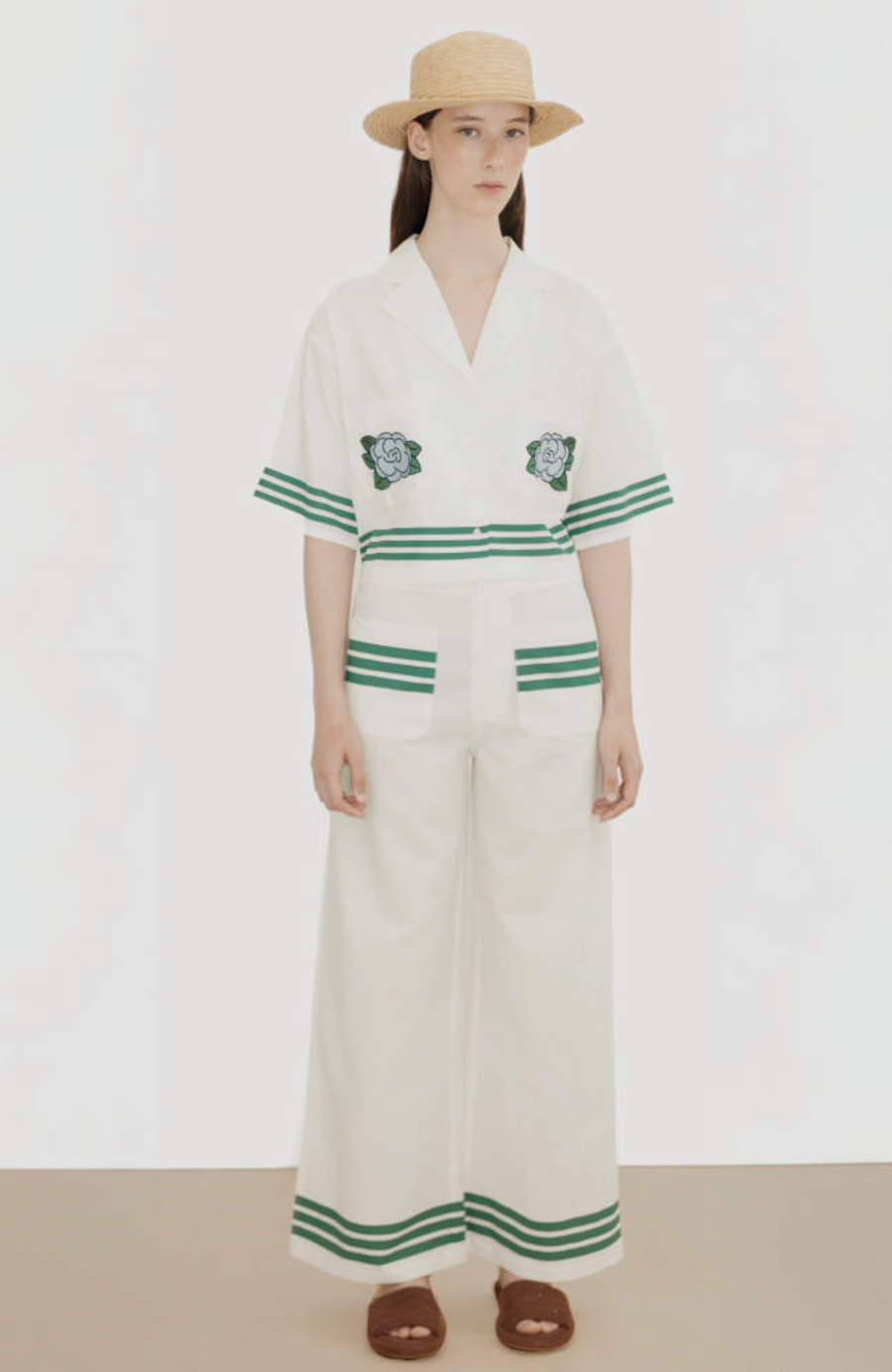 Green Stripe Detail Trousers