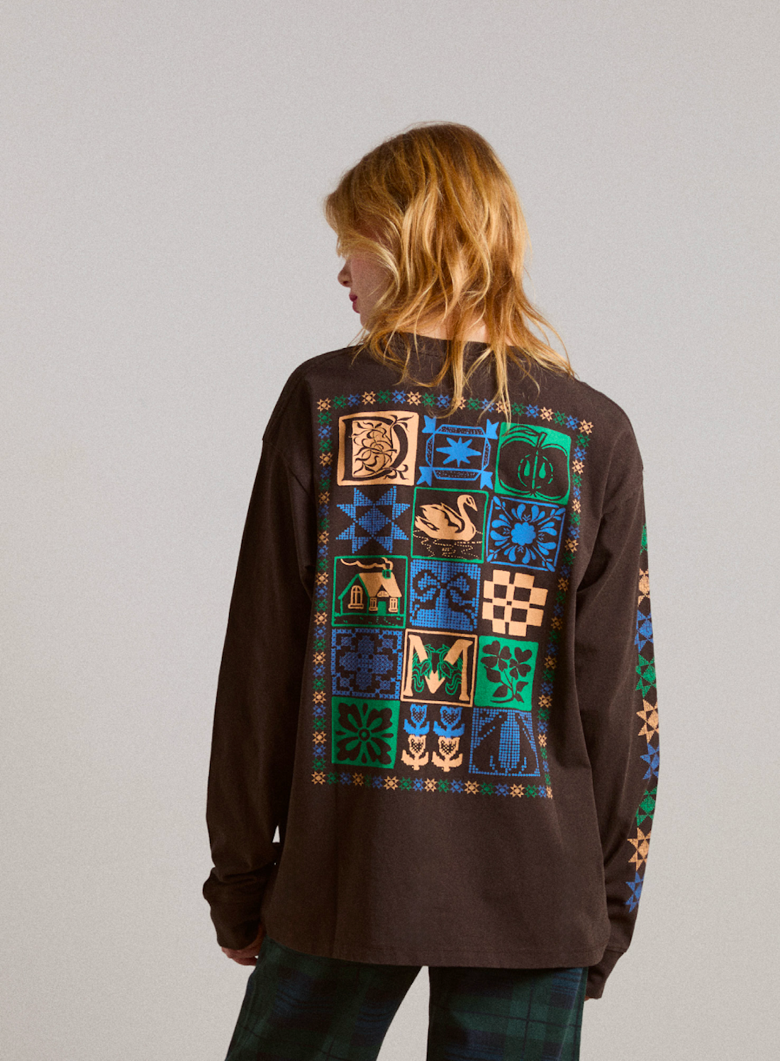 Patch Work Long Sleeve t Shirt