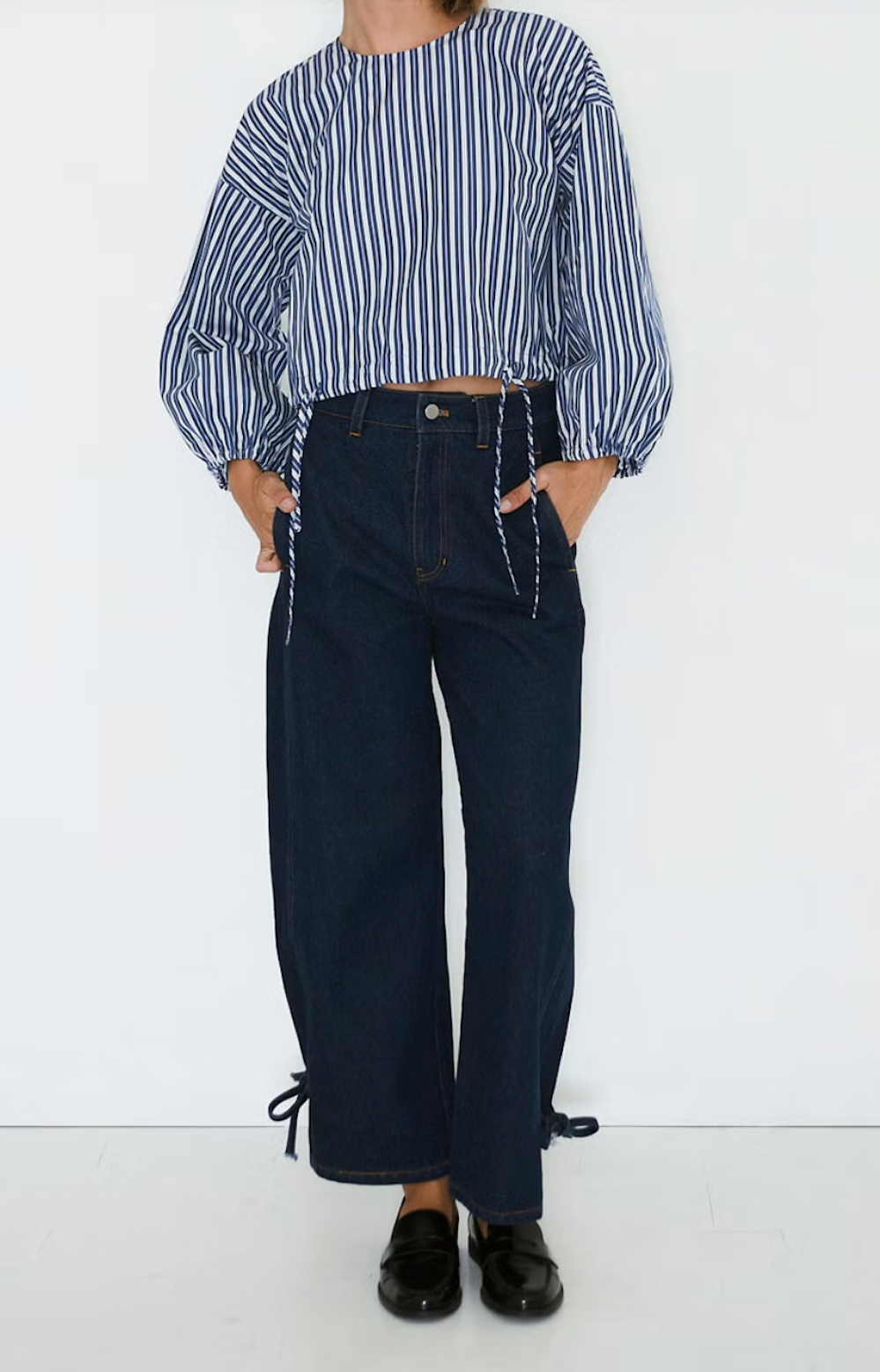 Lace Cutlines Denim Trousers
