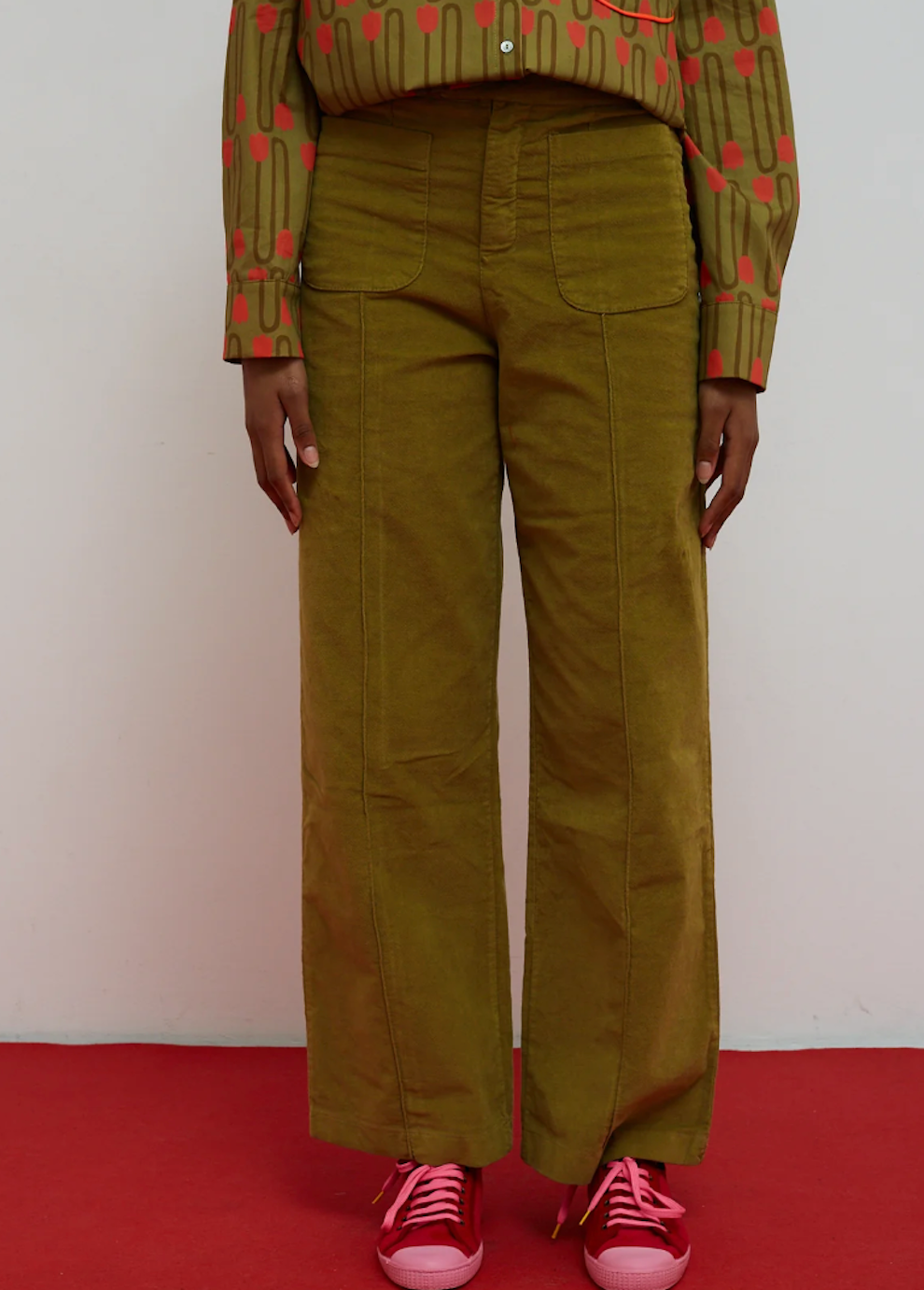 Khaki Gold Velvet Trousers