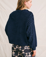 Load image into Gallery viewer, Victorine Navy Stripe Sweatshirt
