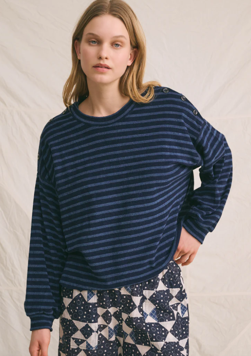 Victorine Navy Stripe Sweatshirt